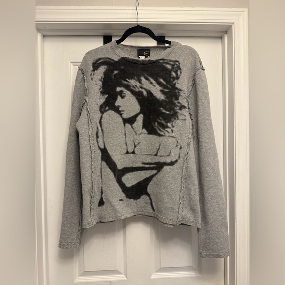 Just Cavalli Tops - Just Cavalli Vintage 2005 Naked Woman Gray Sweatshirt Size XXL
